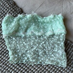 Sheer Mint Floral Tube Top